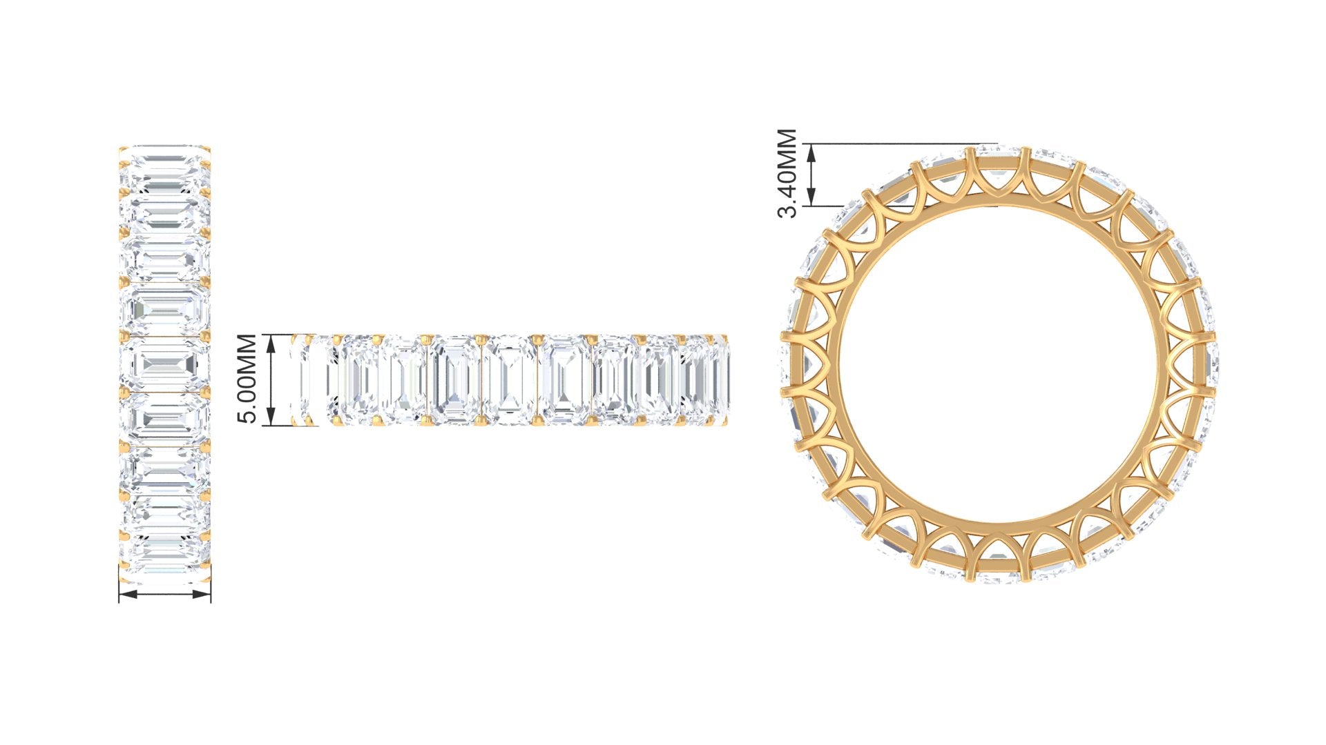 Rosec Jewels-Emerald Cut Zircon Full Eternity Band Ring