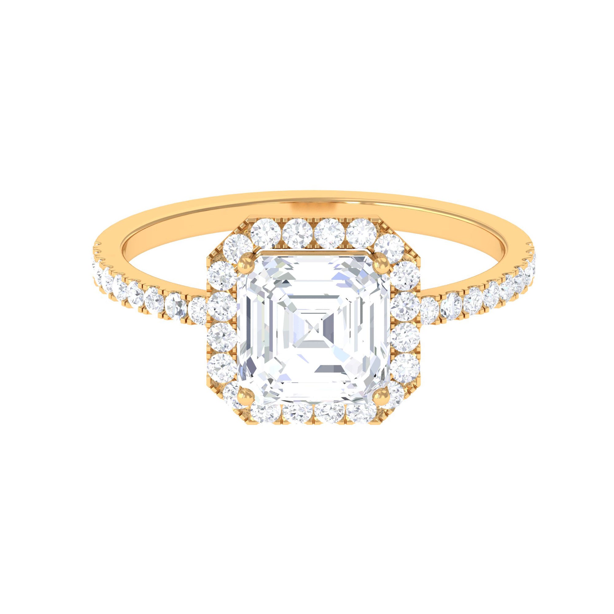 Rosec Jewels-Asscher Cut Simulated Diamond Halo Engagement Ring