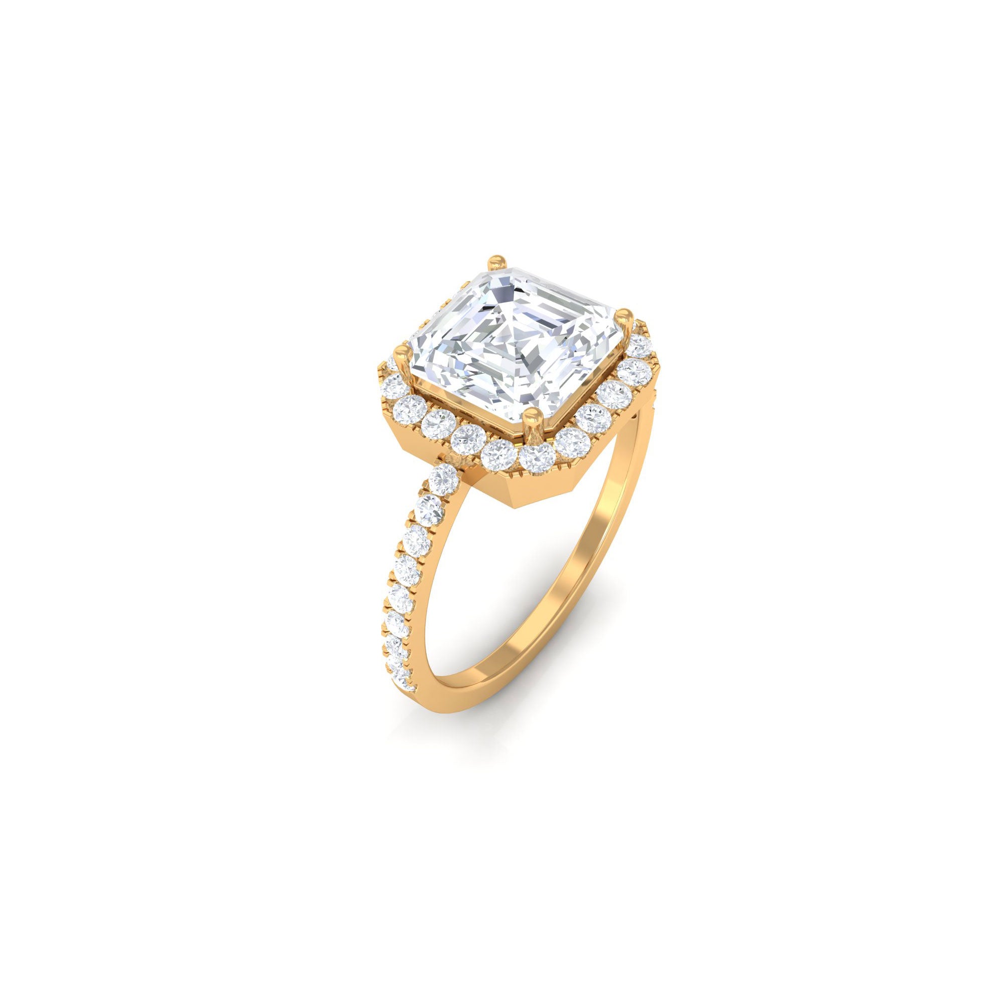 Rosec Jewels-Asscher Cut Simulated Diamond Halo Engagement Ring