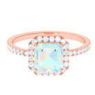 Rosec Jewels-Asscher Cut Ethiopian Opal Halo Engagement Ring with Diamond