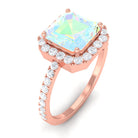 Rosec Jewels-Asscher Cut Ethiopian Opal Halo Engagement Ring with Diamond