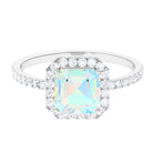 Rosec Jewels-Asscher Cut Ethiopian Opal Halo Engagement Ring with Diamond