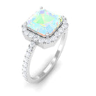 Rosec Jewels-Asscher Cut Ethiopian Opal Halo Engagement Ring with Diamond