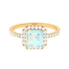 Rosec Jewels-Asscher Cut Ethiopian Opal Halo Engagement Ring with Diamond