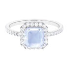 Rosec Jewels-Asscher Cut Moonstone Halo Engagement Ring with Diamond