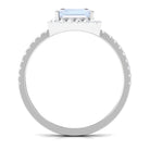 Rosec Jewels-Asscher Cut Moonstone Halo Engagement Ring with Diamond