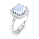 Rosec Jewels-Asscher Cut Moonstone Halo Engagement Ring with Diamond