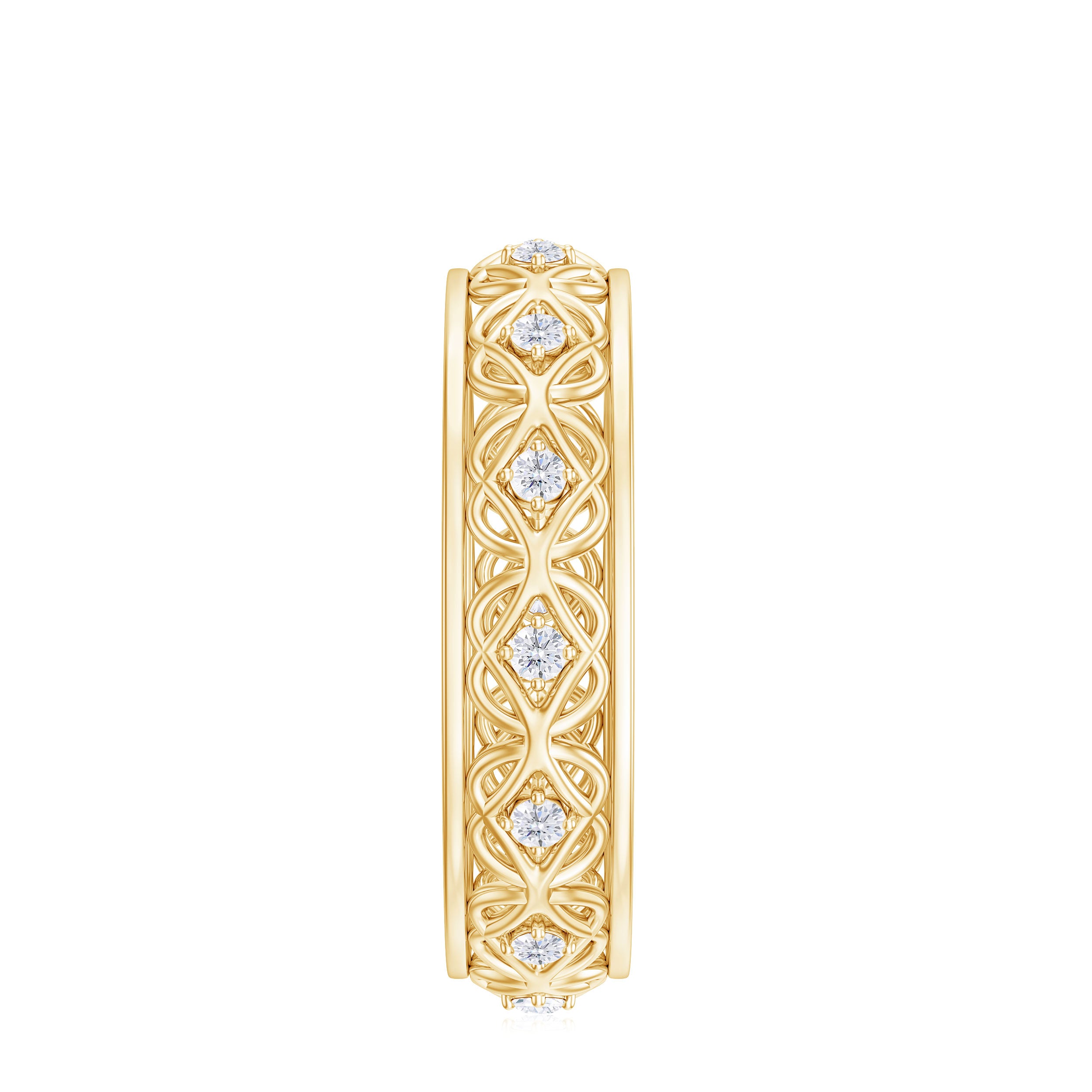 Rosec Jewels-Vintage Inspired Zircon Celtic Knot Full Eternity Band Ring in Gold