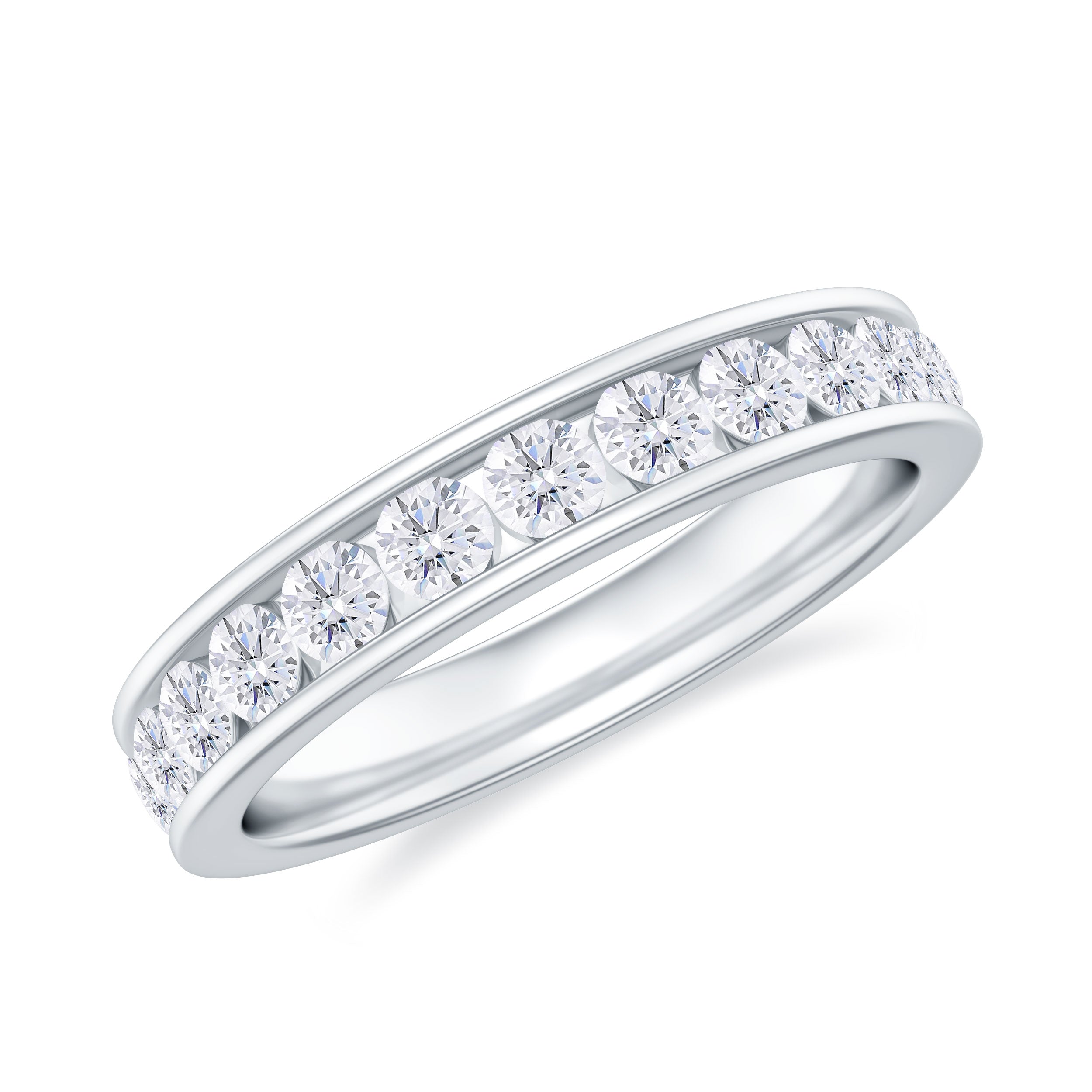 Rosec Jewels-Channel Set Round Cubic Zirconia Full Eternity Band Ring