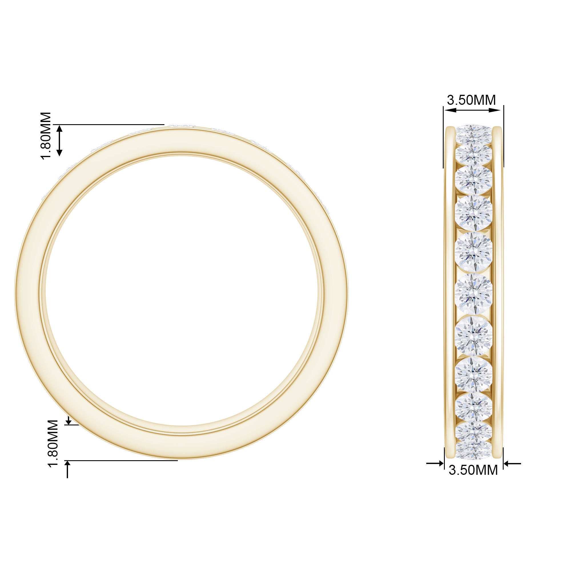 Rosec Jewels-Channel Set Round Cubic Zirconia Full Eternity Band Ring