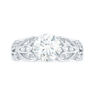 Rosec Jewels-Round Shape Moissanite Solitaire Antique Style Ring in Gold