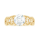 Rosec Jewels-Round Shape Moissanite Solitaire Antique Style Ring in Gold