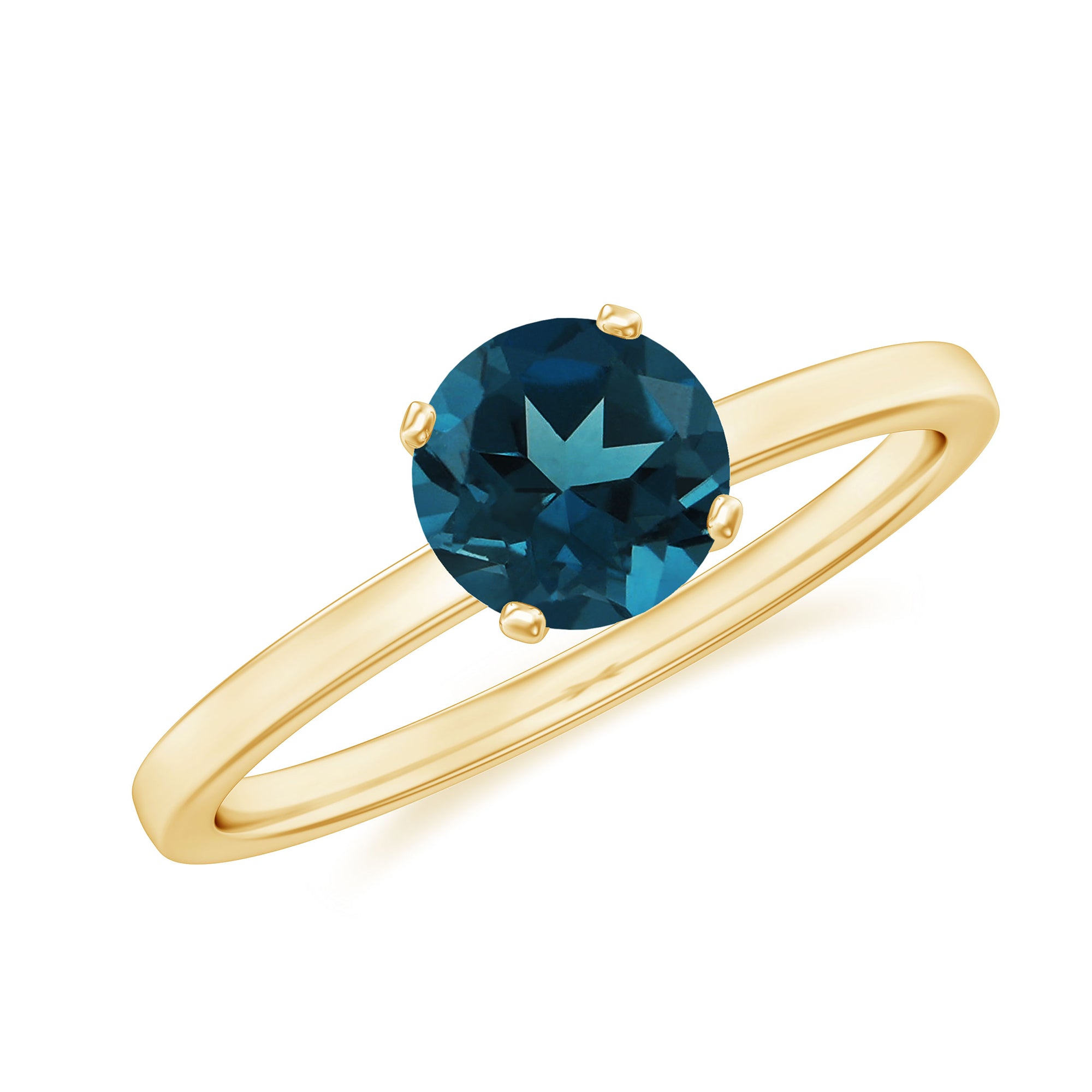 Rosec Jewels-1.25 CT Real London Blue Topaz Solitaire Ring in Gold