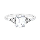 Rosec Jewels-2 CT Emerald Cut Moissanite Solitaire Celtic Engagement Ring in Gold