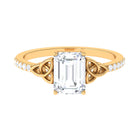 Rosec Jewels-2 CT Emerald Cut Moissanite Solitaire Celtic Engagement Ring in Gold