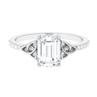 Rosec Jewels-2.75 CT Emerald Cut Zircon Solitaire Celtic Engagement Ring in Gold