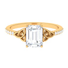 Rosec Jewels-2.75 CT Emerald Cut Zircon Solitaire Celtic Engagement Ring in Gold