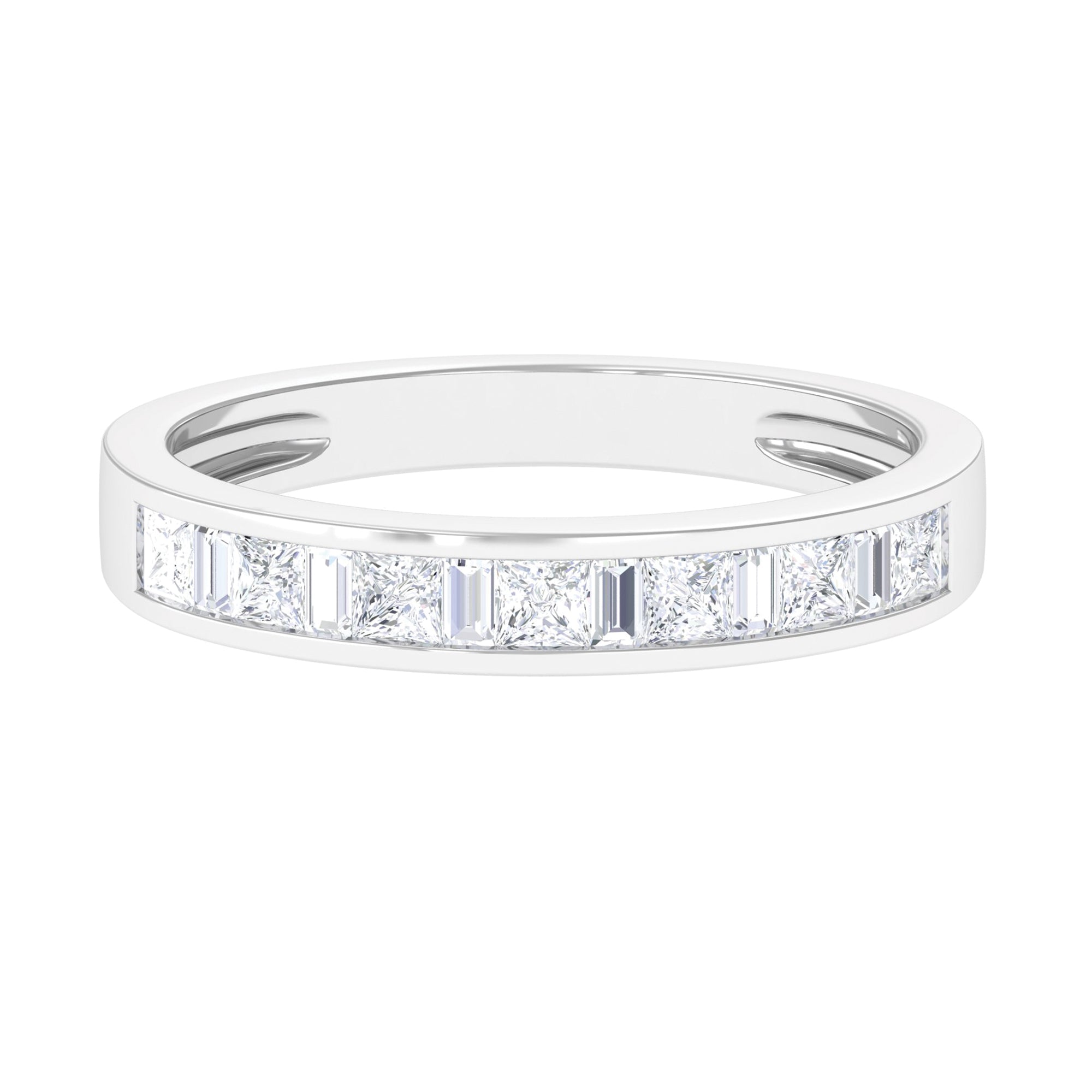 Rosec Jewels-1.25 CT Princess Cut Moissanite Half Eternity Ring in Channel Setting