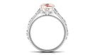 Rosec Jewels-Cushion Cut Solitaire Morganite Floral Engagement Ring with Diamond