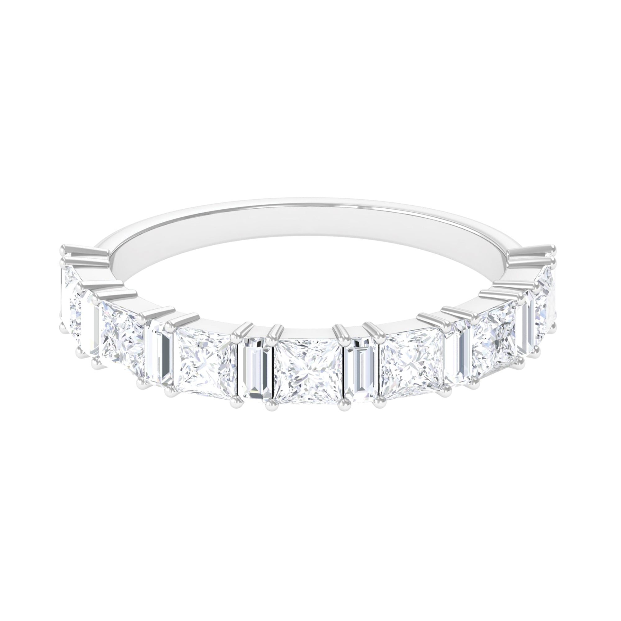 Rosec Jewels-1.75 CT Princess and Baguette Moissanite Semi Eternity Ring