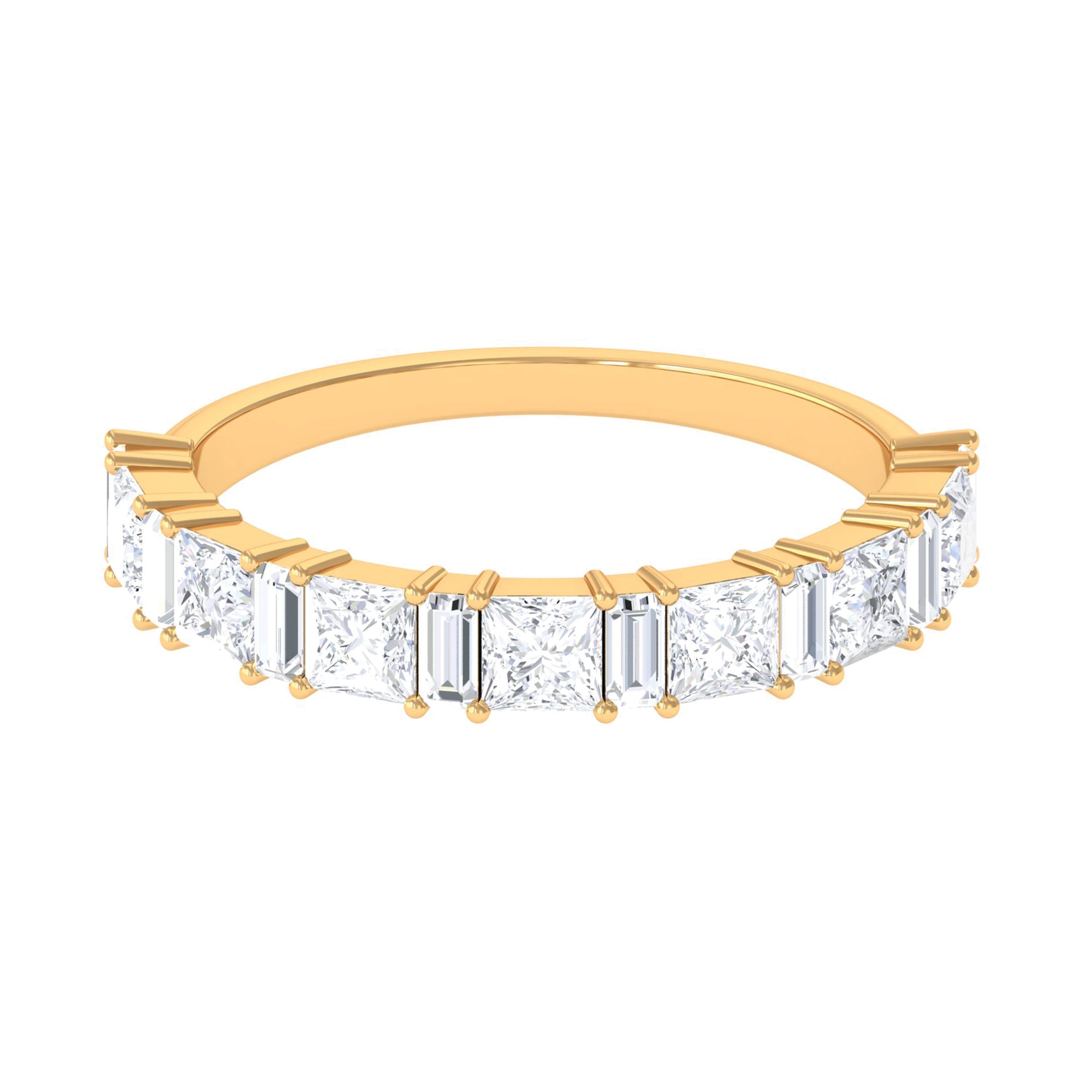 Rosec Jewels-1.75 CT Princess and Baguette Moissanite Semi Eternity Ring