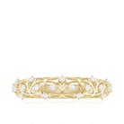 Rosec Jewels-Round Zircon Semi Eternity Band Ring with Gold Filigree Details