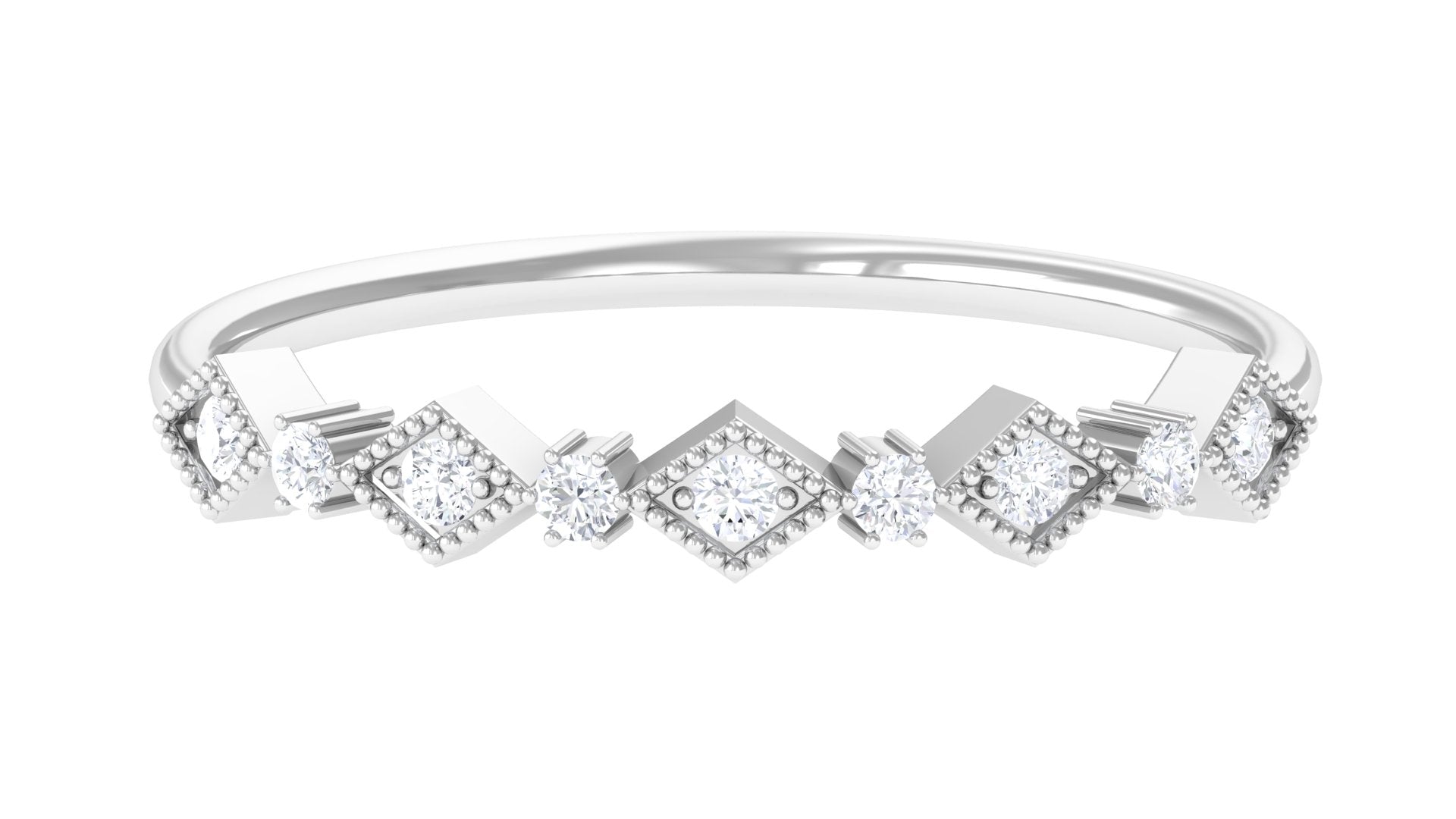 Rosec Jewels-Certified Moissanite Half Eternity Stackable Anniversary Ring