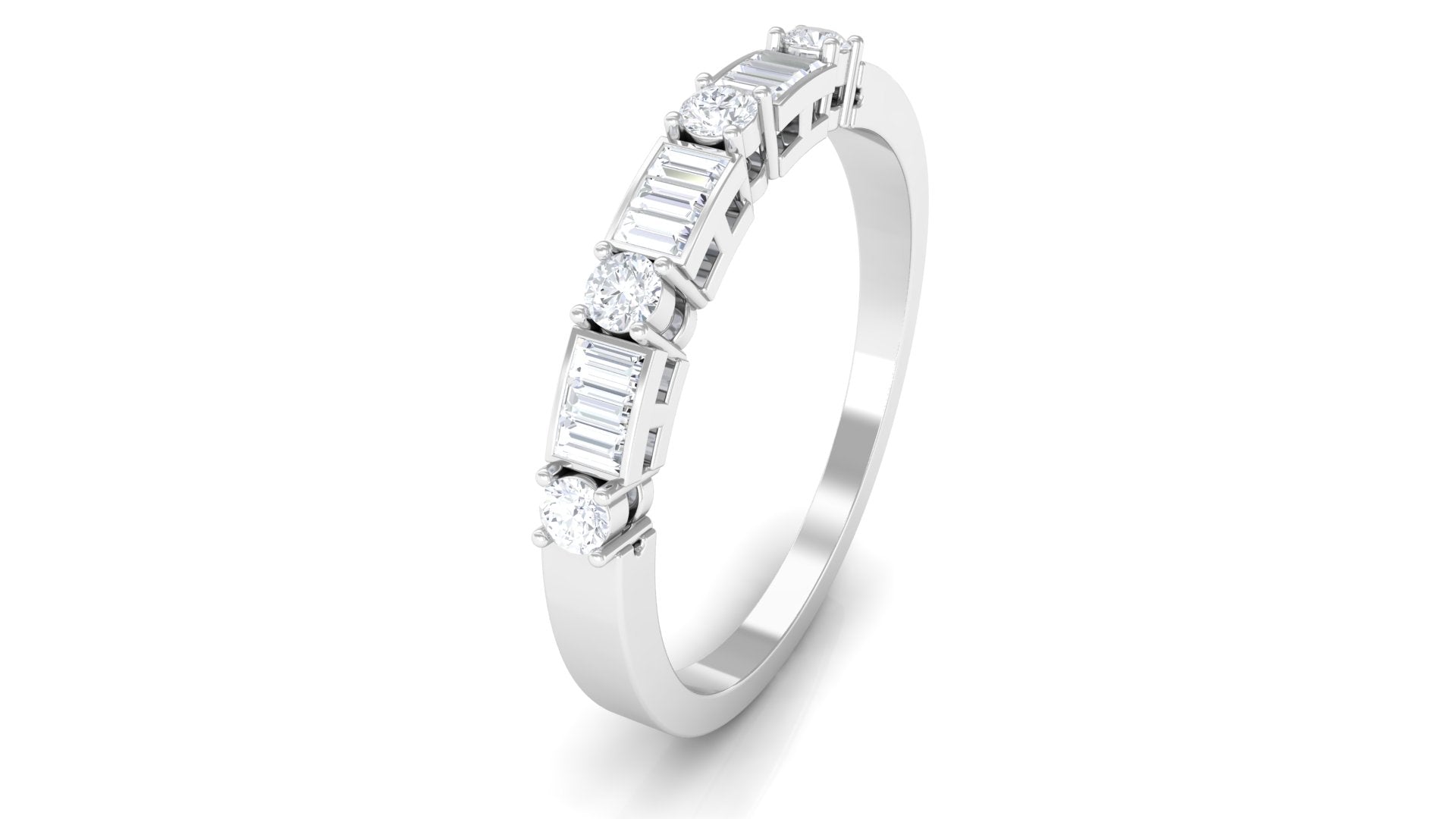 Rosec Jewels-Certified Moissanite Wedding Stackable Band Ring