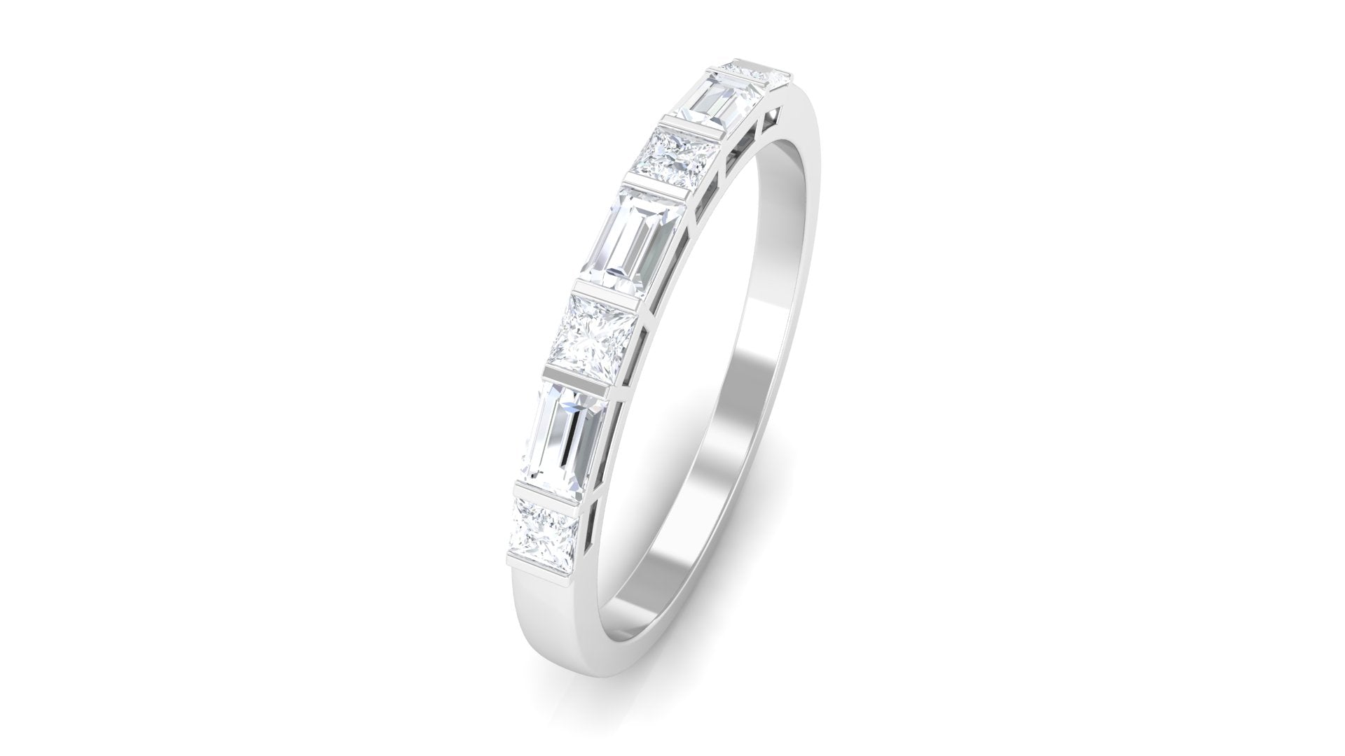 Rosec Jewels-Certified Moissanite Minimalist Stackable Anniversary Band Ring