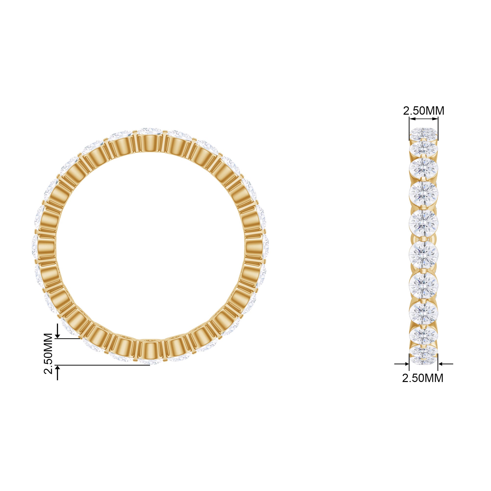 Rosec Jewels-2.75 CT Certified Moissanite Full Eternity Ring in Gold