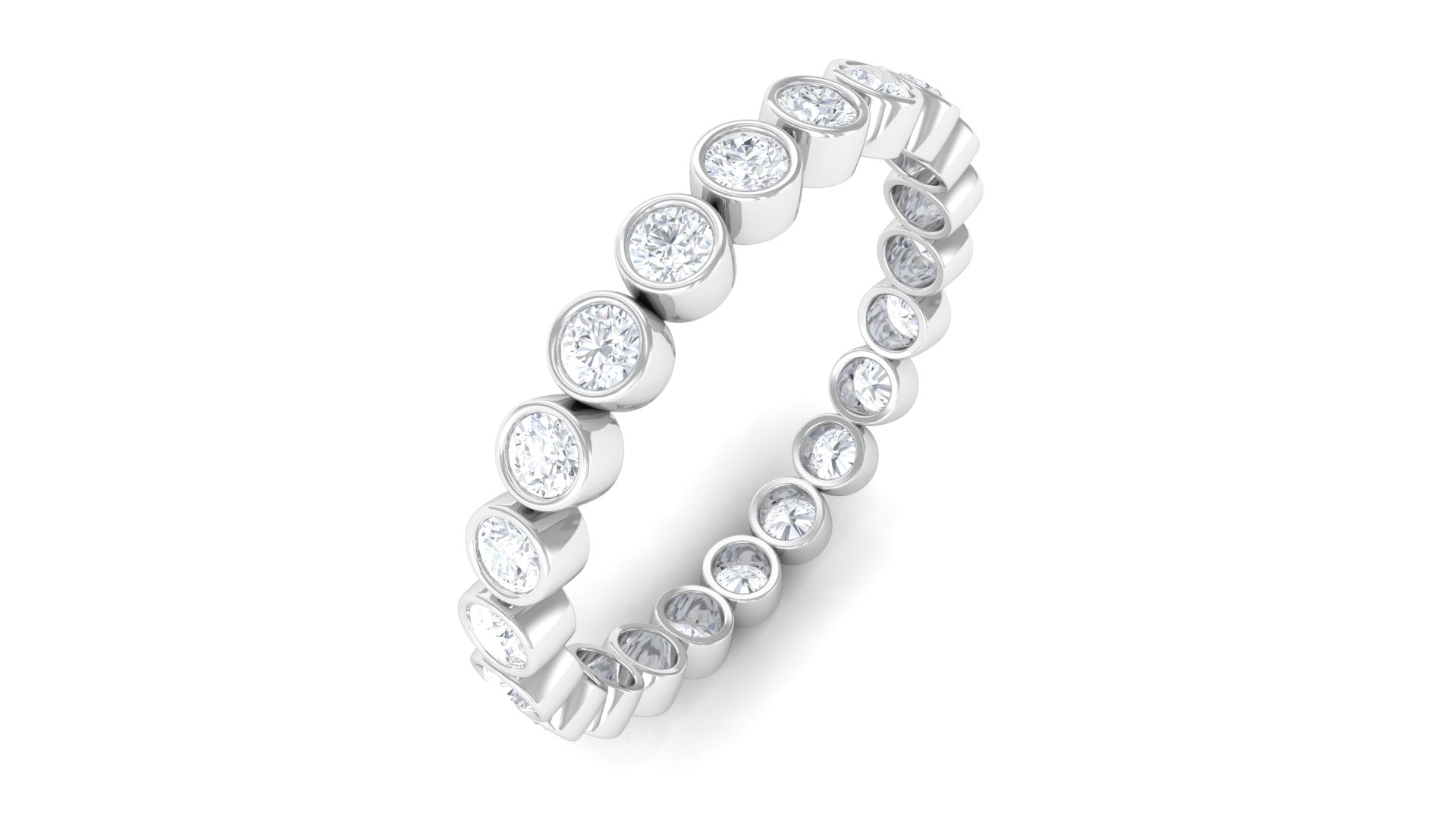 Rosec Jewels-Full Eternity Wedding Band Ring with Certified Moissanite