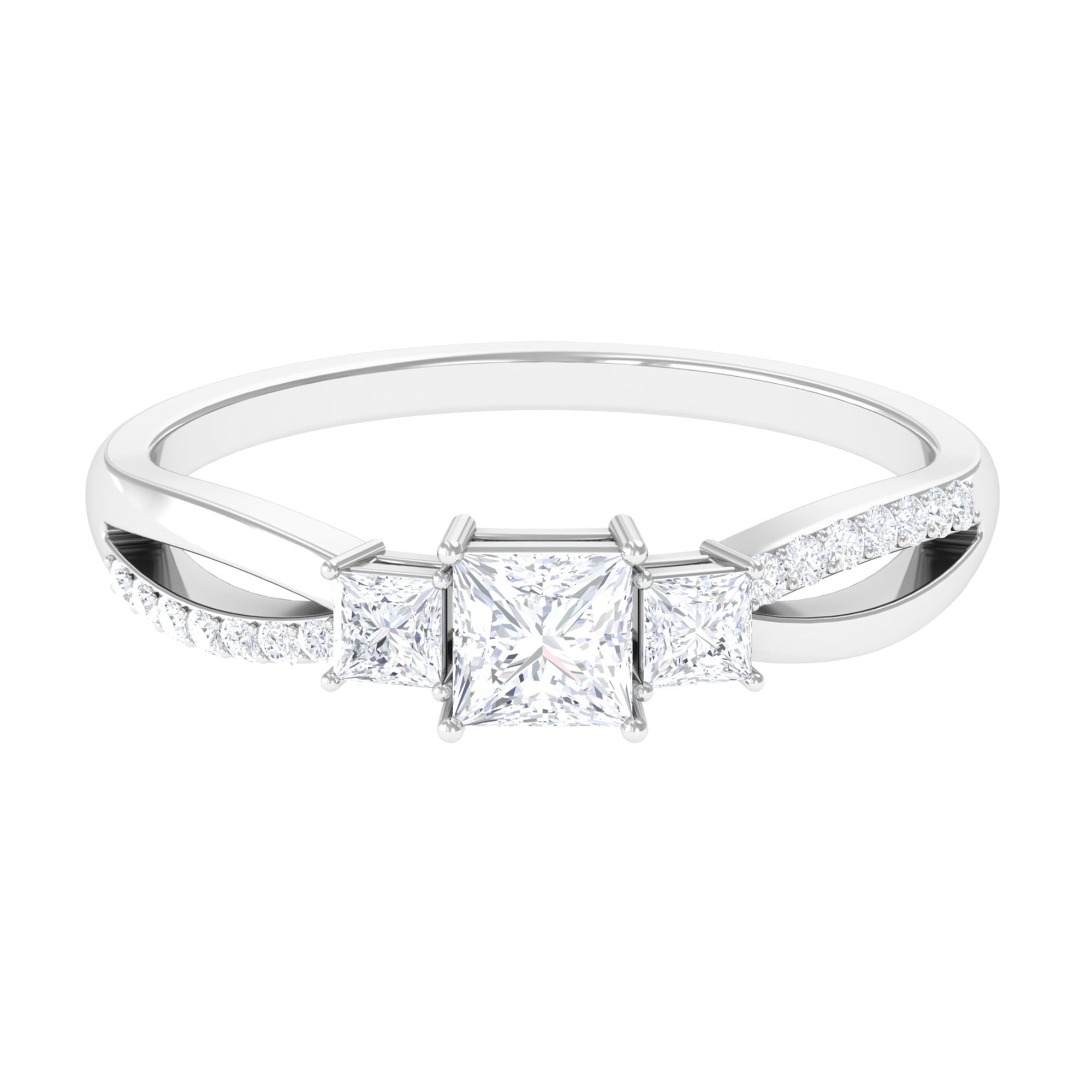 Rosec Jewels-3/4 CT Princess Cut Three Stone Zircon Infinity Promise Ring