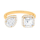 Rosec Jewels-Kylie Inspired Simulated Diamond Two Stone Cuff Ring in Gold