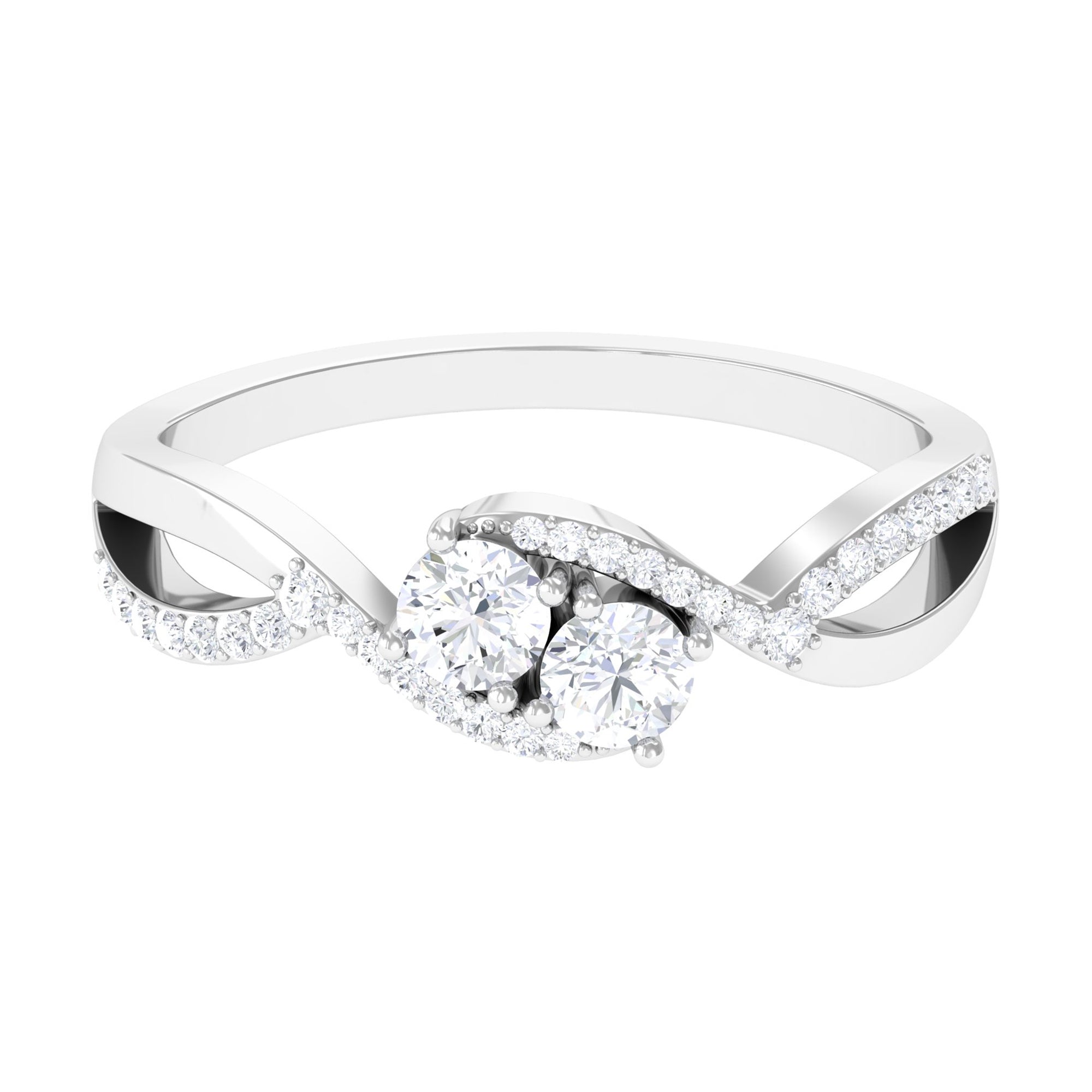 Rosec Jewels-Two Stone Cubic Zirconia Infinity Engagement Ring