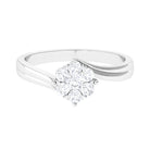 Rosec Jewels-Round Moissanite Flower Ring in Gold Bypass Shank