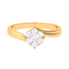 Rosec Jewels-Round Moissanite Flower Ring in Gold Bypass Shank