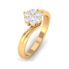 Rosec Jewels-Round Moissanite Flower Ring in Gold Bypass Shank