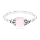 Rosec Jewels-Octagon Cut Solitaire Rose Quartz Celtic Knot Engagement Ring with Diamond