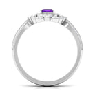 Rosec Jewels-Vintage Style Octagon Amethyst Engagement Ring with Diamond Floral Halo