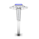 Rosec Jewels-1 CT Vintage Style Emerald Cut Tanzanite Engagement Ring with Diamond Floral Halo