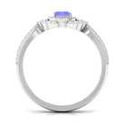 Rosec Jewels-1 CT Vintage Style Emerald Cut Tanzanite Engagement Ring with Diamond Floral Halo