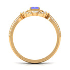 Rosec Jewels-1 CT Vintage Style Emerald Cut Tanzanite Engagement Ring with Diamond Floral Halo