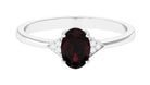 Rosec Jewels-1.5 CT Oval Garnet Engagement Ring with Diamond Trio