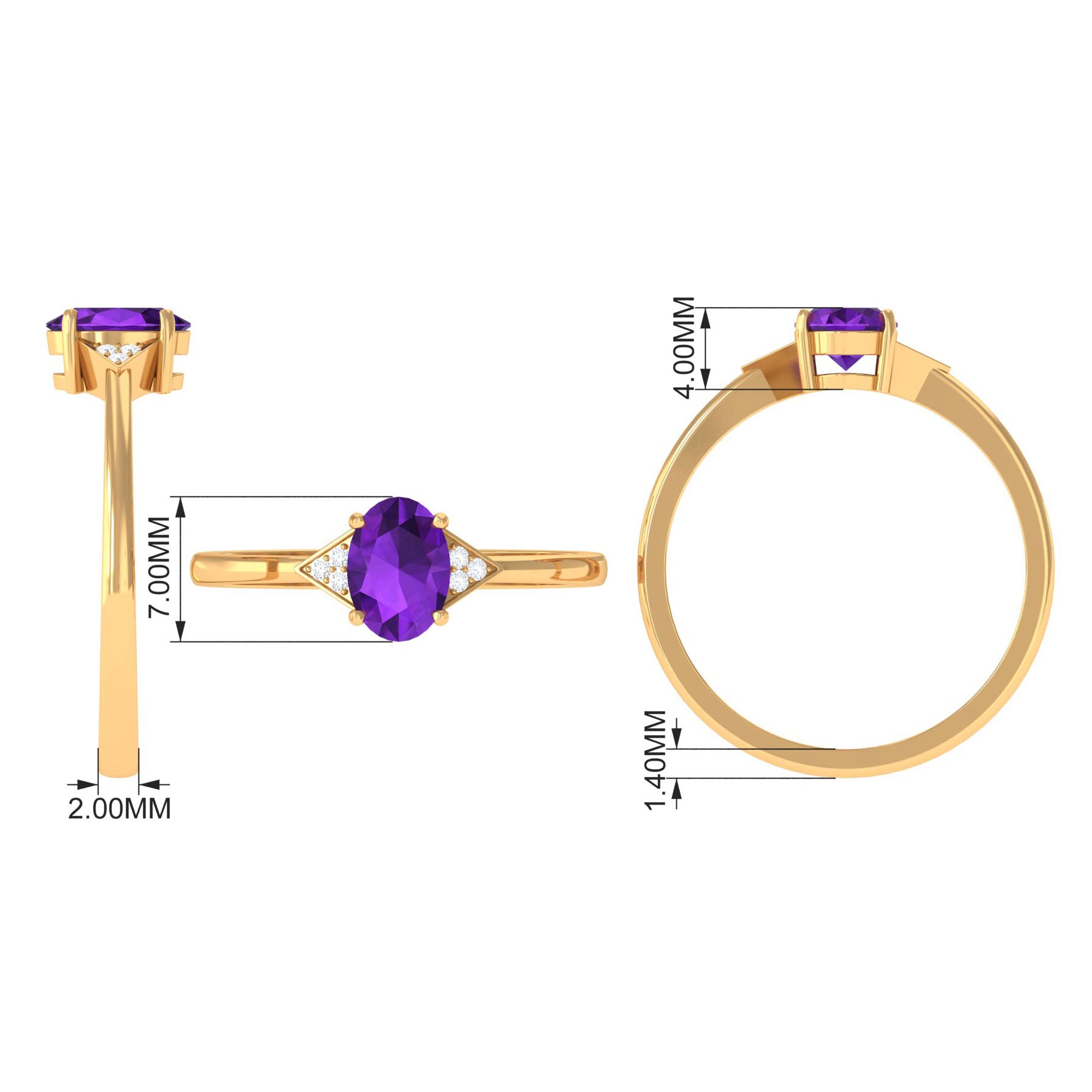 Oval amethyst and diamond accent buy