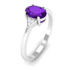 Rosec Jewels-Oval Amethyst Solitaire Engagement Ring with Diamond Accent