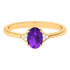 Rosec Jewels-Oval Amethyst Solitaire Engagement Ring with Diamond Accent