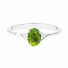 Rosec Jewels-Oval Peridot Solitaire Ring with Diamond Accent