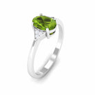 Rosec Jewels-Oval Peridot Solitaire Ring with Diamond Accent