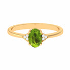 Rosec Jewels-Oval Peridot Solitaire Ring with Diamond Accent