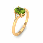 Rosec Jewels-Oval Peridot Solitaire Ring with Diamond Accent